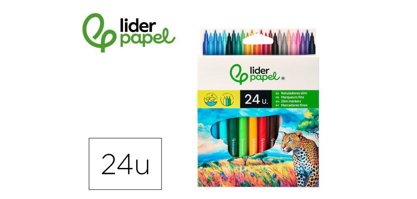 Rotulador liderpapel slim caja de 24 unidades colores surtidos