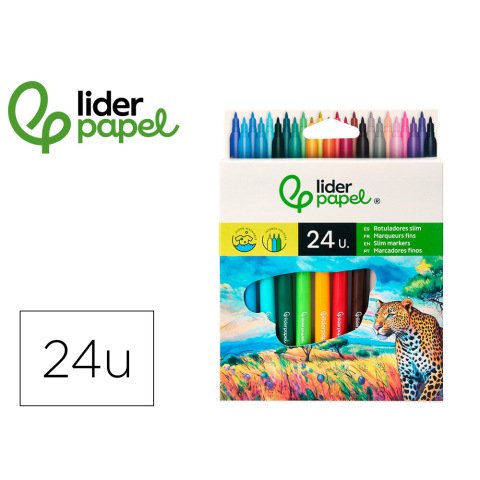 Rotulador liderpapel slim caja de 24 unidades colores surtidos
