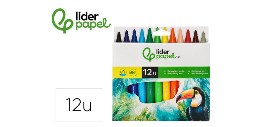 Rotulador liderpapel jumbo caja de 12 unidades colores surtidos