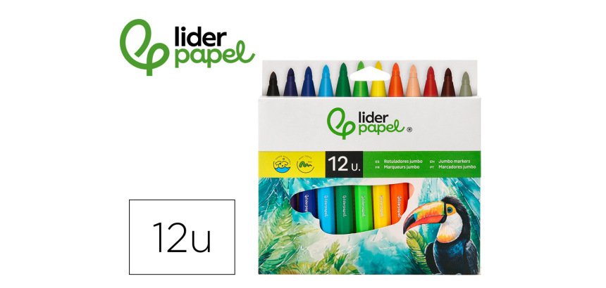 Rotulador liderpapel jumbo caja de 12 unidades colores surtidos
