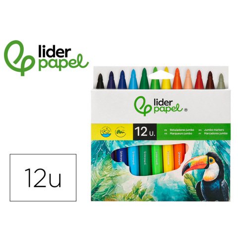 Rotulador liderpapel jumbo caja de 12 unidades colores surtidos