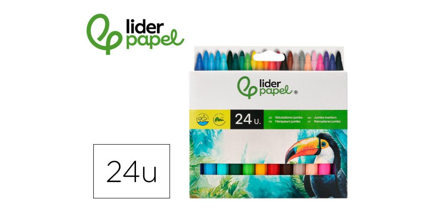 Rotulador liderpapel jumbo caja de 24 unidades colores surtidos
