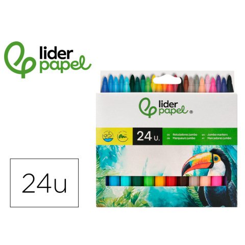Rotulador liderpapel jumbo caja de 24 unidades colores surtidos