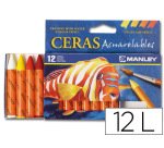Lapices cera manley acuarelable caja de 12 unidades colores surtidos