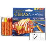 Lapices cera manley acuarelable caja de 12 unidades colores surtidos