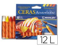 Lapices cera manley acuarelable caja de 12 unidades colores surtidos