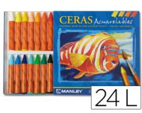 Lapices cera manley acuarelable caja de 24 unidades colores surtidos