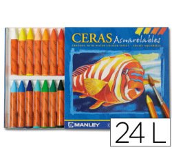 Lapices cera manley acuarelable caja de 24 unidades colores surtidos