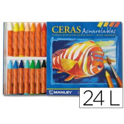 Lapices cera manley acuarelable caja de 24 unidades colores surtidos