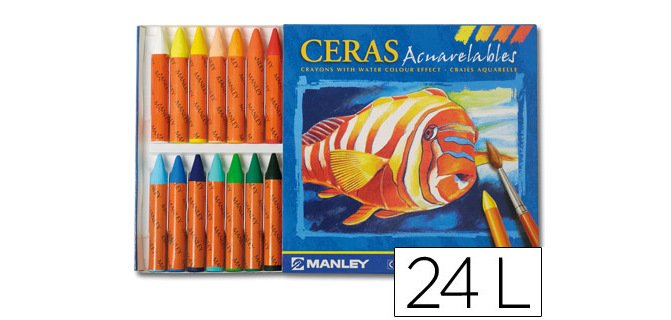 Lapices cera manley acuarelable caja de 24 unidades colores surtidos