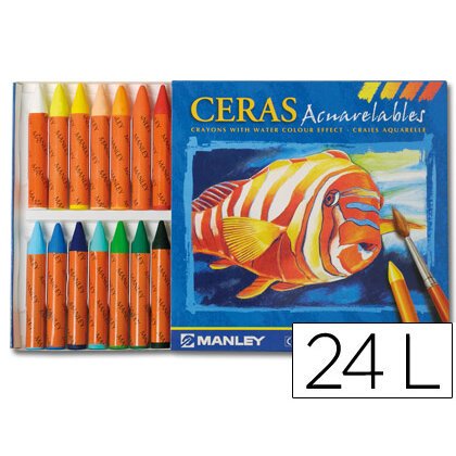 Lapices cera manley acuarelable caja de 24 unidades colores surtidos