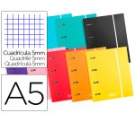 Carpeta con recambio liderpapel a5 cuadro 5mm forrada 4 anillas 20mm colores surtidos
