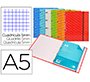 Carpeta con recambio liderpapel a5 cuadro 5mm forrada 4 anillas 20mm colores surtidos