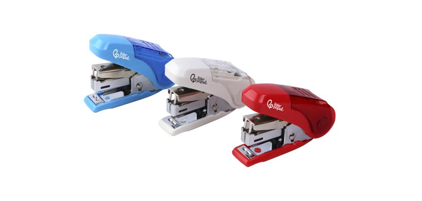 Grapadora liderpapel micro con regalo de funda y caja de 1000 grapas nº10 capacidad 12 hojas colores surtidos