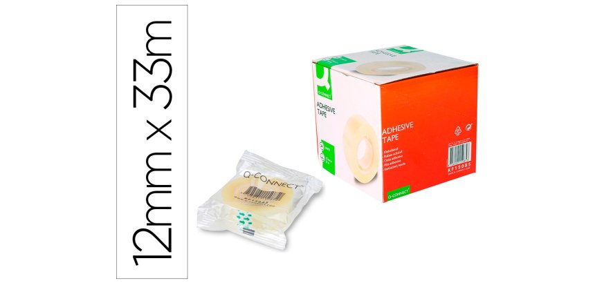 Cinta adhesiva q-connect transparente 33 m x 12 mm encelofanada