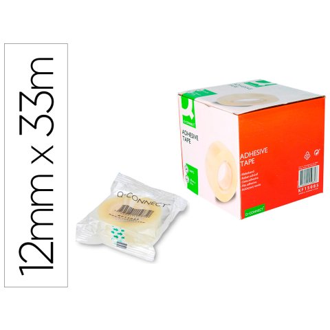 Cinta adhesiva q-connect transparente 33 m x 12 mm encelofanada