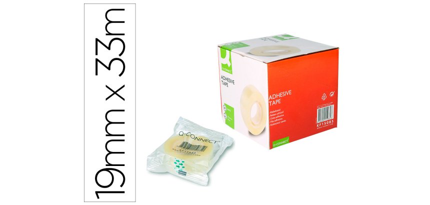 Cinta adhesiva q-connect transparente 33 m x 19 mm encelofanada