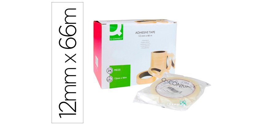 Cinta adhesiva q-connect transparente 66 m x 12 mm encelofanada