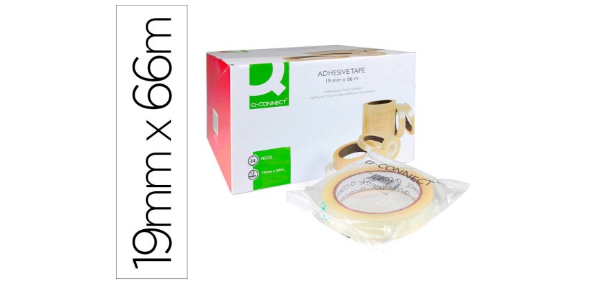 Cinta adhesiva q-connect transparente 66 m x 19 mm encelofanada
