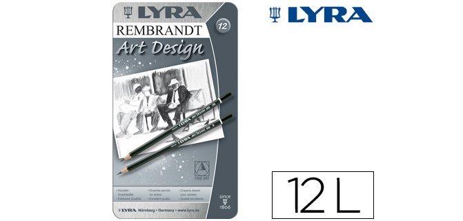 Lapices de grafito lyra rembrand art design caja de 12 graduaciones 6b-5b-4b-3b 2b-b-hb-f-h-2h-3h-4h