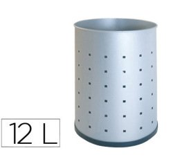 Papelera metalica 101-r plateada pintada perforada 315x215 mm
