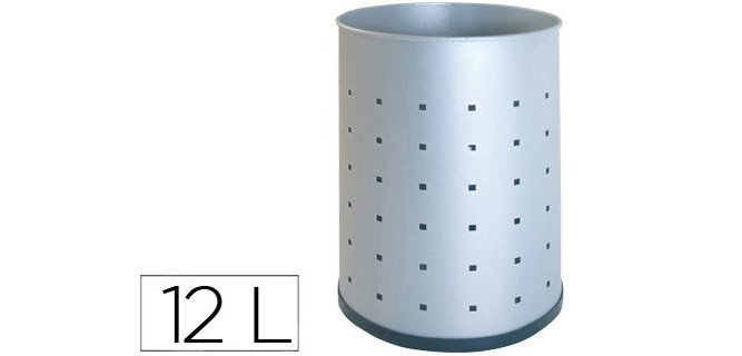 Papelera metalica 101-r plateada pintada perforada 315x215 mm