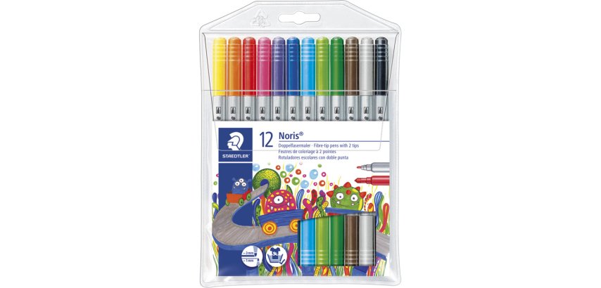 Rotulador staedtler noris club doble punta estuche de 12 unidades colores surtidos
