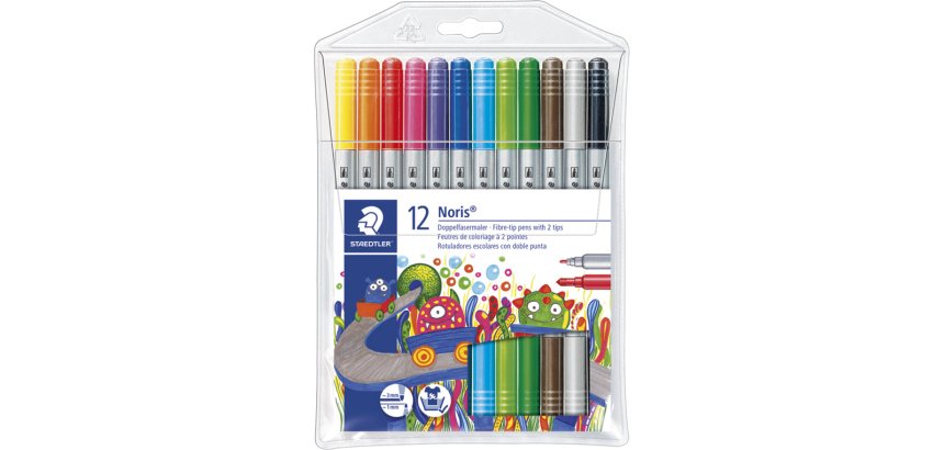 Rotulador staedtler noris club doble punta caja de 12 unidades colores surtidos