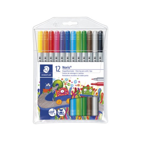 Rotulador staedtler noris club doble punta caja de 12 unidades colores surtidos