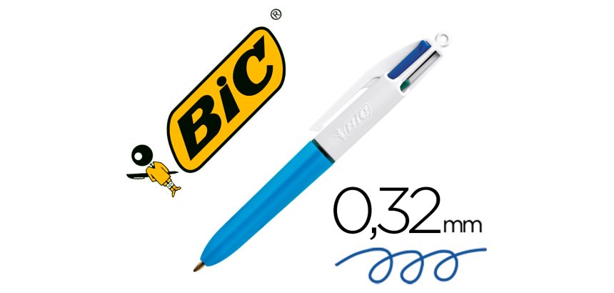 Boligrafo bic cuatro colores mini punta media 1mm