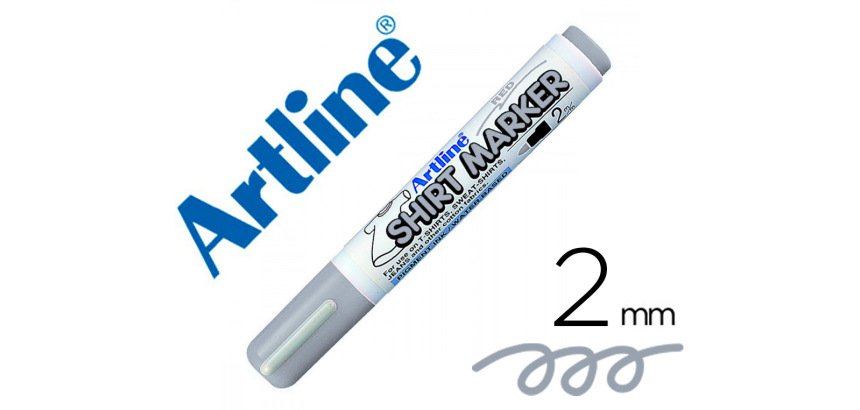 Rotulador artline camiseta ekt-2 gris punta redonda 2 mm para uso en camisetas