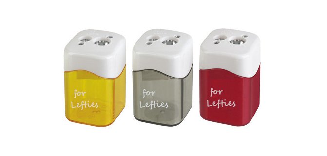 Sacapuntas m+r metalico para zurdos 2 usos con deposito colores surtidos