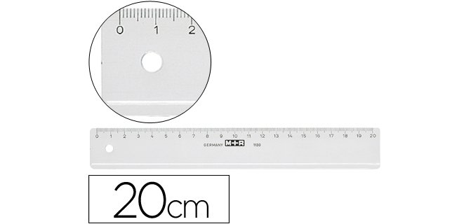 Regla m+r 20 cm plastico transparente