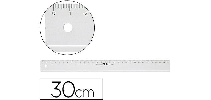 Regla m+r 30 cm plastico transparente