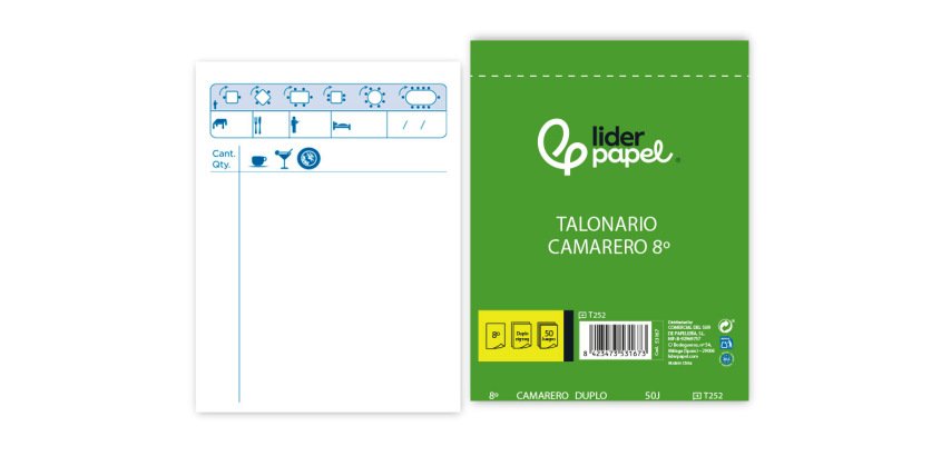 Talonario liderpapel camarero octavo original y copia t252 zig zag