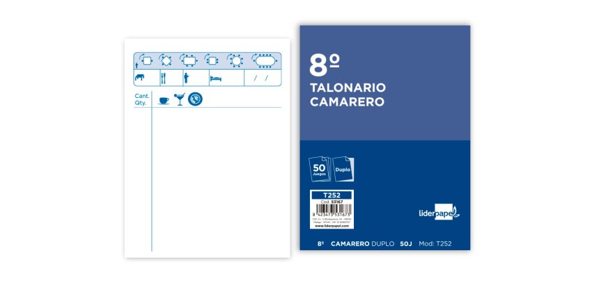 Talonario liderpapel camarero octavo original y copia t252 zig zag