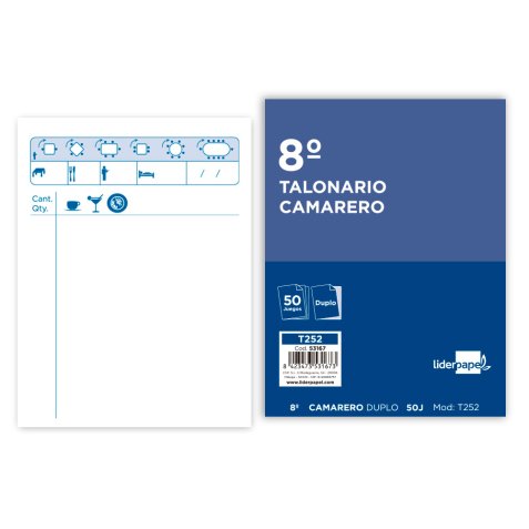 Talonario liderpapel camarero octavo original y copia t252 zig zag
