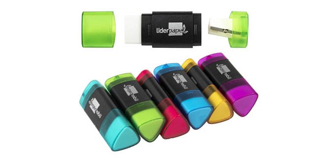 Goma de borrar liderpapel triangular con sacapuntas