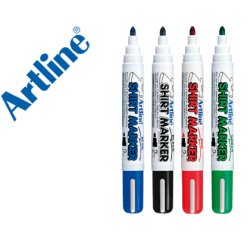 Rotulador artline camiseta ekt-2 negro rojo azul y verde punta redonda 2 mm para uso en camiseta caja de 4 unidades