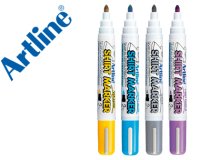 Rotulador artline camiseta ekt-2 amarillo gris celeste y violeta punta redonda 2 mm usoen camiseta caja de 4 unidades