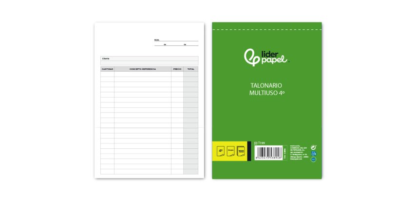 Talonario liderpapel multiusos cuarto original t199