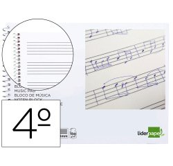 Bloc musica liderpapel pentagrama 4mm cuarto 20 hojas 100g/m2
