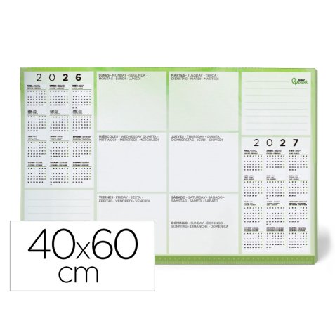 Planning sobremesa semanal liderpapel 40x60 cm 80 gr 60 hojas 2026-2027