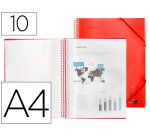 Carpeta liderpapel escaparate con espiral 10 fundas polipropileno din a4 rojo