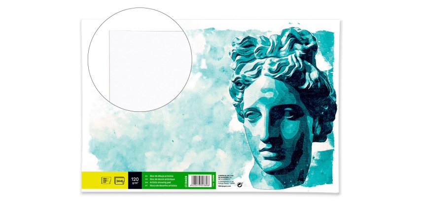 Bloc dibujo liderpapel artistico encolado 594x420mm 24+6 hojas 120g/m2 sin recuadro