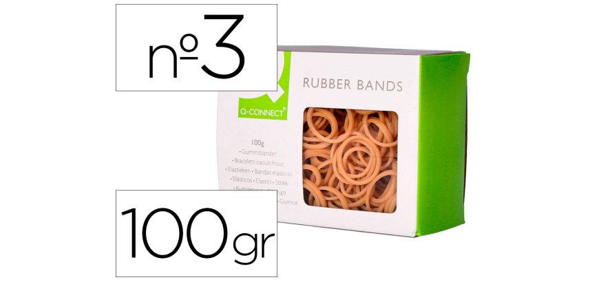 Gomillas elasticas q-connect 100 gr numero 3 30 x 2 mm