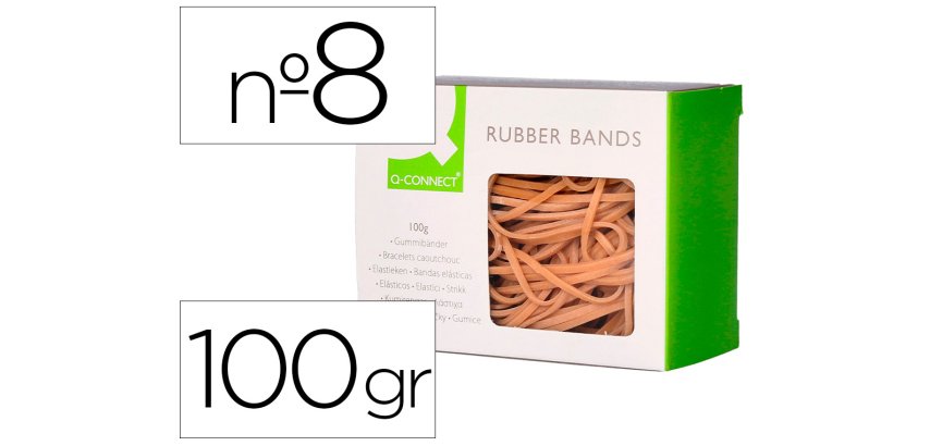 Gomillas elasticas q-connect 100 gr numero 8 80 x 2 mm