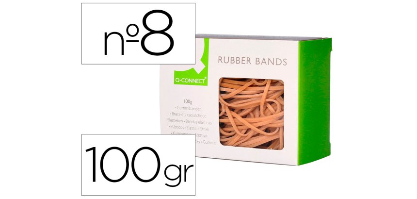 Gomillas elasticas q-connect 100 gr numero 8 80 x 2 mm