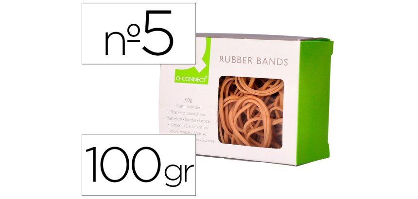 Gomillas elasticas q-connect 100 gr numero 5 50 x 2 mm