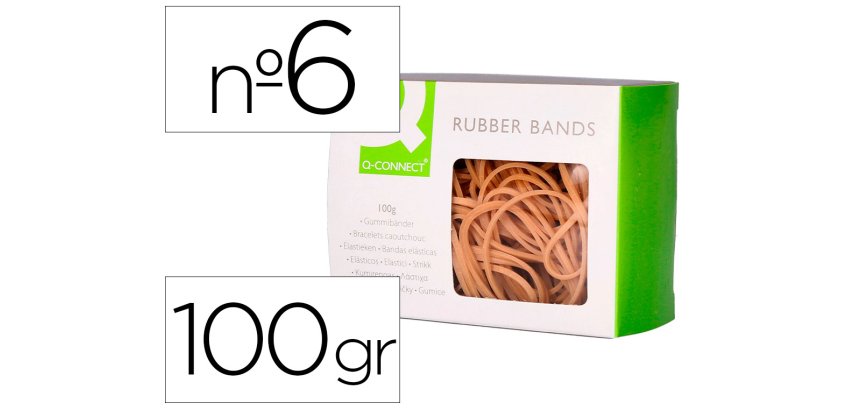 Gomillas elasticas q-connect 100 gr numero 6 60 x 2 mm